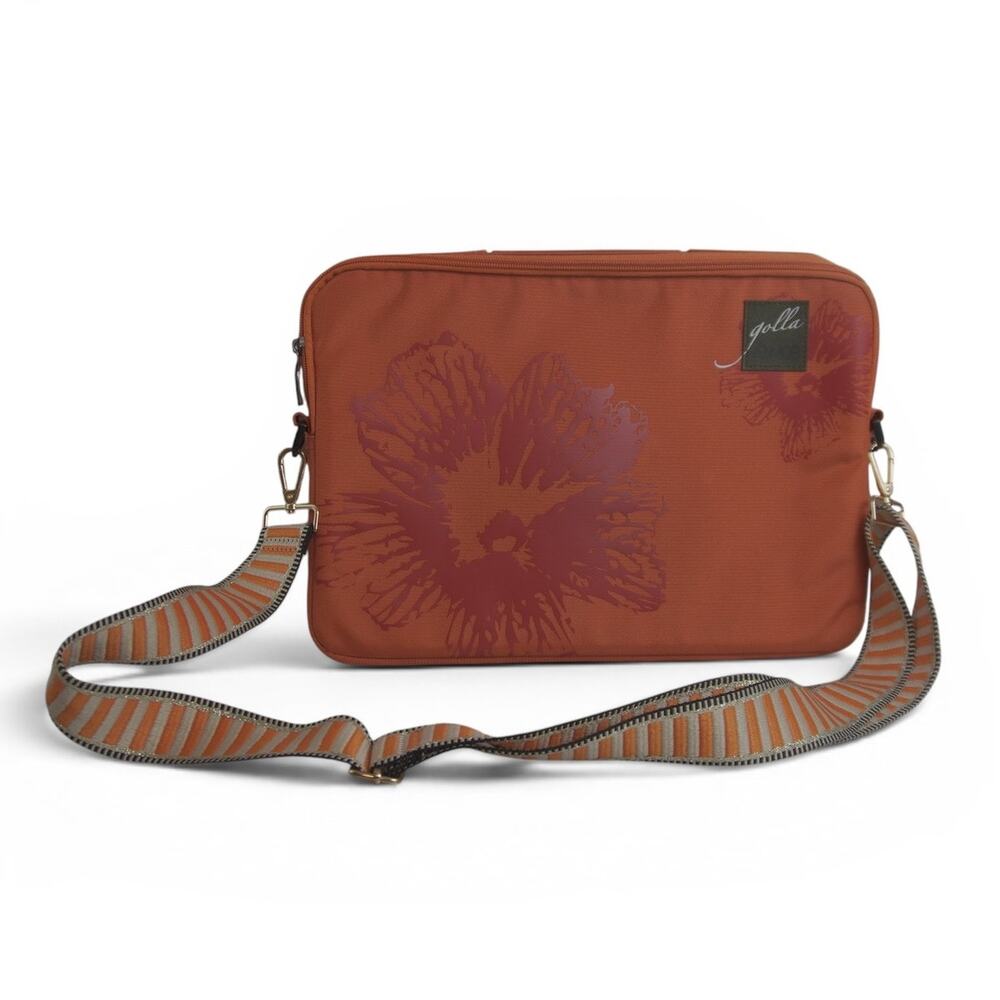 Golla Orange Floral 13” Laptop Bag Padded Case Shoulder Strap Work School